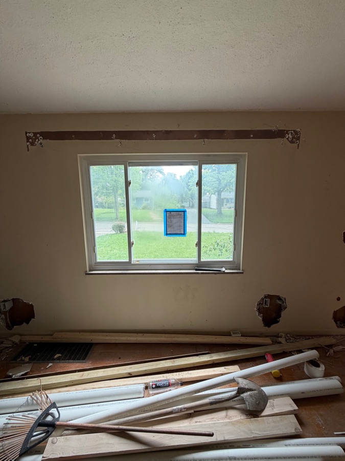 Window with taped filter during demo
